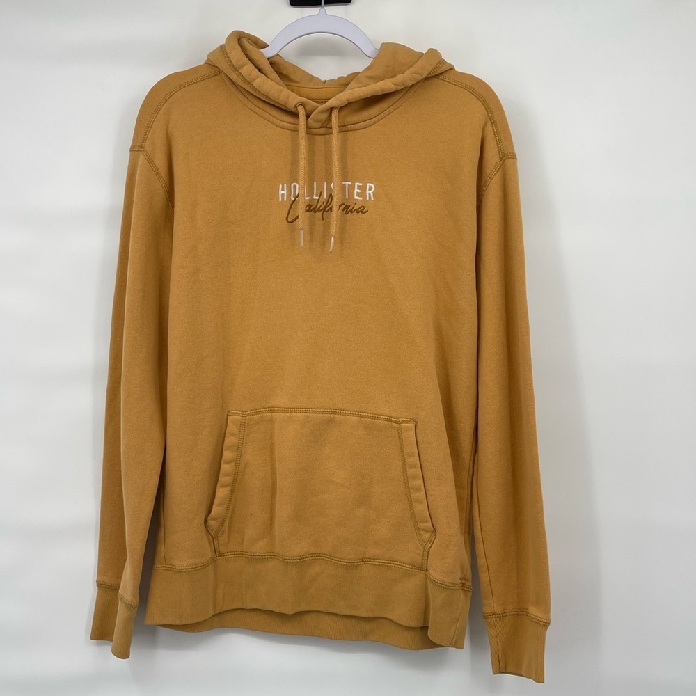 Hollister cotton mustard yellow graphic sweatshirt hoodie